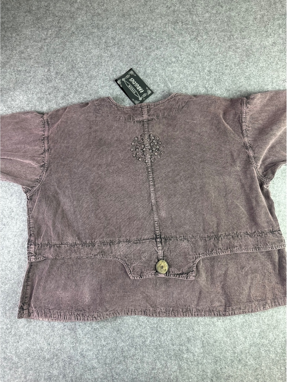 Vintage Style Embroidered Corduroy Jacket with Button Detail - Picture 10 of 15